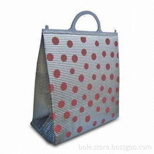 Aluminum Foil Cooler Bags with Rigid Handle, Full Dot Print Pattern, Large Size and Lightweight